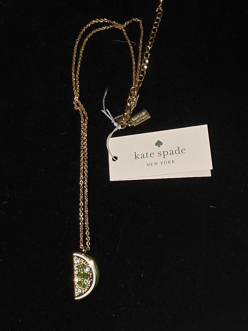 kate spade Gold Green Lime Crystal Pendant Necklace, Out Of Office Collection